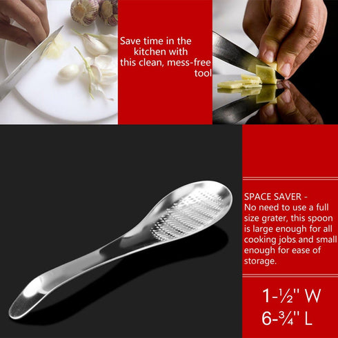 Stainless Steel Ginger Grater Spoon Lime Lemon Zester Cheese Grater Wasabi Ginger Stainless Garlic Press Grinding Gadget...