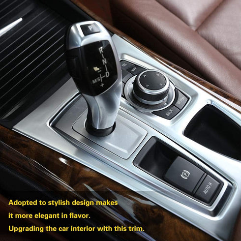 Acouto Gear Shift Box Panel Cover Trim for X5 E70 2010-2013 for X6 E71 2008-2014 Electroplating Center Console Gear Shift Box Panel Frame Cover Ca...