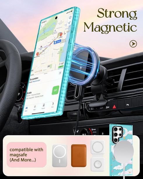 for Samsung Galaxy S23 Ultra Case for Women - Girls Funny Cute Design Compatible with Magsafe Magnetic Ring Holder Stand Clouds Moon Phone Covers ...
