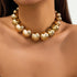Dainty Big Ball Beaded Choker Necklace Boho Chunky Bib Chain Necklace Hip Hop Punk Statement Heavy Necklace Accessories for Women Girls...
