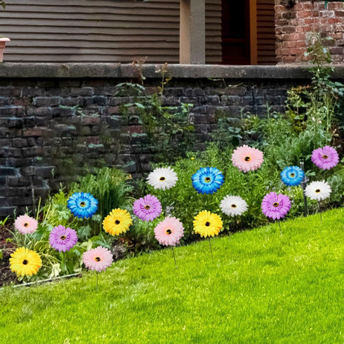 8 Pcs Daisy Garden Stakes Decor Metal Daisy Garden Stakes Iron Crafts, Hand Forged Plant Pick Water Proof Metal Flower Stick Décor for Patio, Lawn...