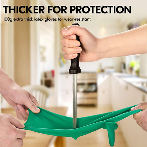 Vgo... 1-Pair Reusable Household Gloves, Rubber Dishwashing gloves, Extra Thickness, Long Sleeves, Kitchen Cleaning, Working, Painting, Gardening,...