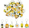 JZK 30 Pcs Cute honey bee keyrings set for kids, mini rubber keychains for children birthday party favours, kids party bag fillers, kids party tha...