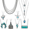 8 Pcs Western Necklaces for Women, Multi-Layered Navajo Pearl Necklace, Triple Turquoise Pendant Necklace, Western Necklaces in Many Different The...