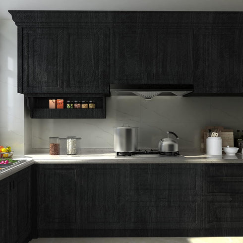 Black Fishbone Pattern Contact Paper 15.7" x 78.7" Wood Wallpaper, Peel and Stick Wallpaper Removable Self Adhesive Wall Covering, Vinyl Film for ...