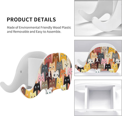 Cat Elephant Pen Pencil Holder Cute Phone Stand Desk Organizer Accessories for Office Home Bracket Presents Stationery Tablet Desktop Decoration...