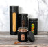 Glass Canister Set of 4 for Sugar, Matte Black Kitchen Counter Decor and Accessories...