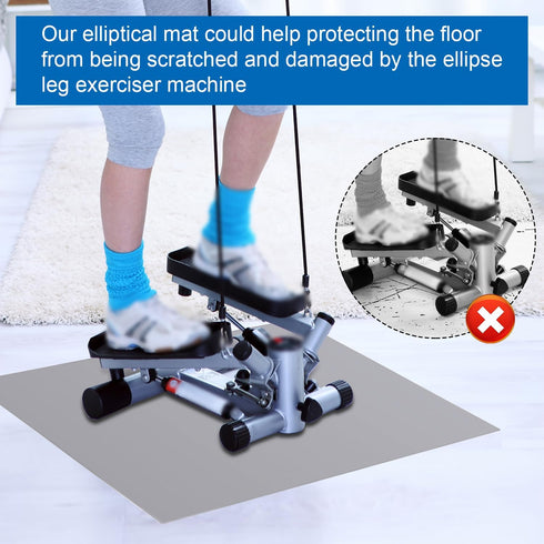 Under Desk Ellipse Anti-Slip Silicone Mat, 23.62x21.65in Ellipse Leg Exerciser Machine Anti-Slip Workout Mat for Under Desk Ellipticals Treadmill ...