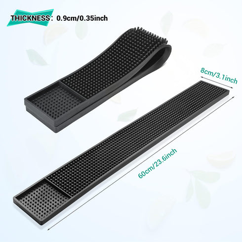 Facmogu 2PCS Rubber Bar Mats, 24x3" / 60x8cm Coffee Bar Countertop Spill Mats, Rubber PVC Kitchen Drink Service Mat, Rail Runner Drip Mat, Non Sli...