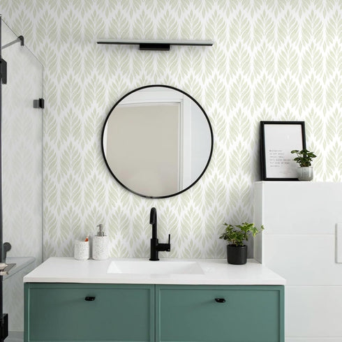Leaf Wallpaper Peel and Stick Wallpaper Boho Green Contact Paper Farmhouse Bathroom Wallpaper Self Adhesive Removable Wallpaper for Bedroom Modern...