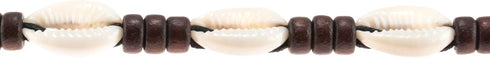 Cowrie Shells Anklet Bracelet on Black Cord with Brown Wood Beads...
