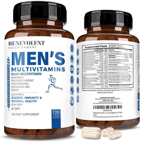 Benevolent Nourishment Multivitamin for Men - Supports Energy & Overall Health - Essential Daily Vitamins for Men, Biotin, Magnesium, Zinc & Antio...