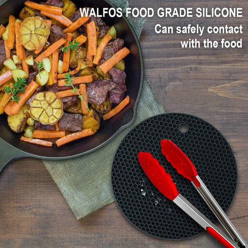 Silicone Trivet Mats - Walfos Heat Resistant Pot Holders Set, 4pcs 2 Sizes 7 Inch & 9 Inch, Multipurpose Non-Slip Hot Pads for Hot Pot, Hot Disher...