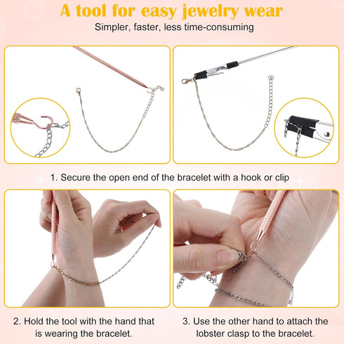 2Pcs Bracelet Helper Tool Stainless Wearing Assistance Tool Aid Jewelry Quick Wear and Removal Metal Hook Equipment for Bracelet Necklace Watch Cl...