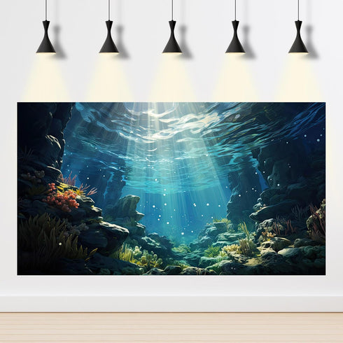 Aquarium Background Underwater World Corals and Tropical Fish Terrarium Background Various Undersea Aquatic Plants Rocks Aquarium Backdrop Beautif...