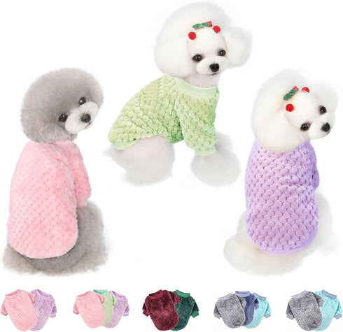 Dog Sweater, 3 Pack Dog Sweaters for Small Medium Dogs or Cat, Warm Soft Flannel Pet Clothes for Dogs Girl or Boy, Dog Shirt Coat Jacket (Large, P...