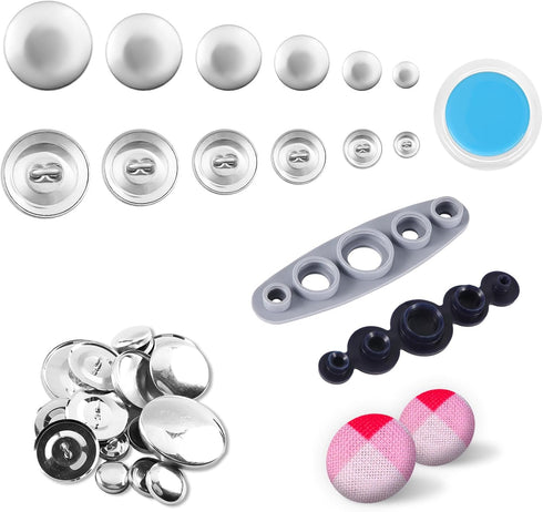 120pcs Button Covers, Cover Button Kit with 6 Sizes, DIY Fabric Covered Buttons with 2 Installation Tools to Make Your Own Buttons for Crafts Maki...