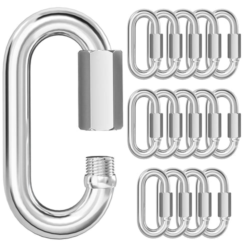 KINLINK 15PCS M6 1/4 Quick Link Chain Connector, 304 Stainless Steel carabiner, Small Locking Carabiner Clips Heavy Duty Chain Link Connector for ...