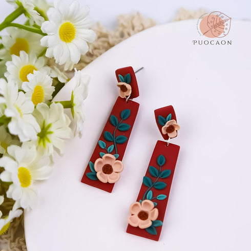 Puocaon Dangle Polymer Clay Cutters - 10 Pcs Basic Clay Cutters for Polymer Clay Jewelry, Drop Dangle Clay Earring Cutters, Rectangle Geometric Cl...