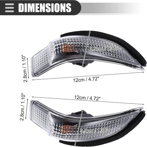 Motoforti Blinker Light, Rear Left Right Mirror Turn Signal Light Lamp, for Toyota Corolla 2014-2017, Plastic, 81740-52050, Black, 1 Set...