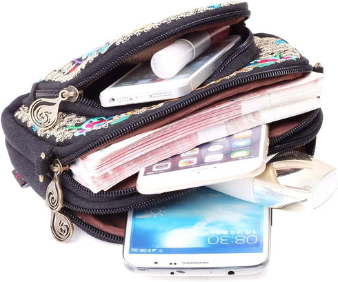 SILKAREA Embroidered Cute Mini Crossbody Bag for Women Small Handbags Wristlet Wallet Bag Cell-phone Pouch Coin Purse...