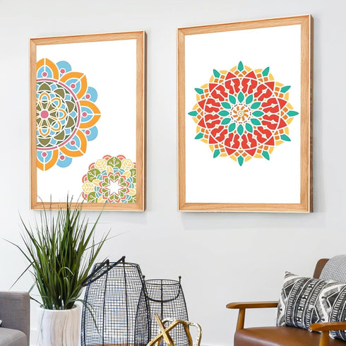 Mandala Stencils for Painting on Wood, 9Pcs 6 Inch Plastic Reusable Stencils for Crafts, Rangoli Stencils for DIY Projects, Painting & Home Decora...