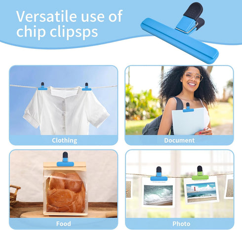 UNIYO 9Pack Large Chip Bag Clips - Assorted Sizes Food Bag Clips Plastic Heavy Seal Grip...