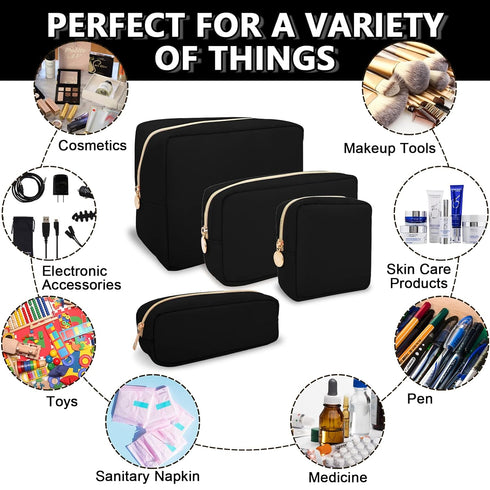 Waterproof Small Makeup Bag Pouch for Purse,Nylon Travel Toiletry Storage Bag Cute Preppy Cosmetic Bag for Women Girl,Waterproof Makeup Organizer ...