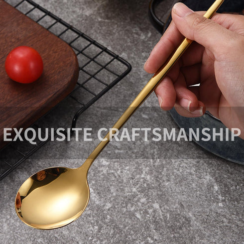 5PCS 8‘’ 304 Stainless Steel Soup Spoons - Thickened - Mirror Finish - Stainless Steel Korean Spoons - Stainless Steel Teaspoons - Tablespoons - D...