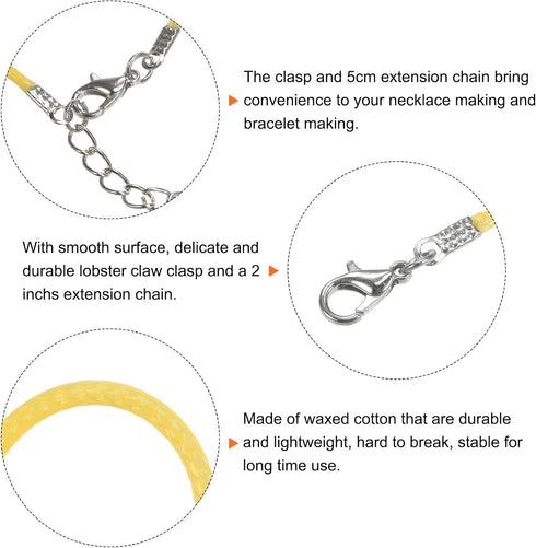 10pcs Waxed Necklace Cord Bulk, 23 Inches and 1.5mm Dia Necklace String Rope with Clasp for Pendants, Bracelets, Necklaces, Jewelry Making Beading...