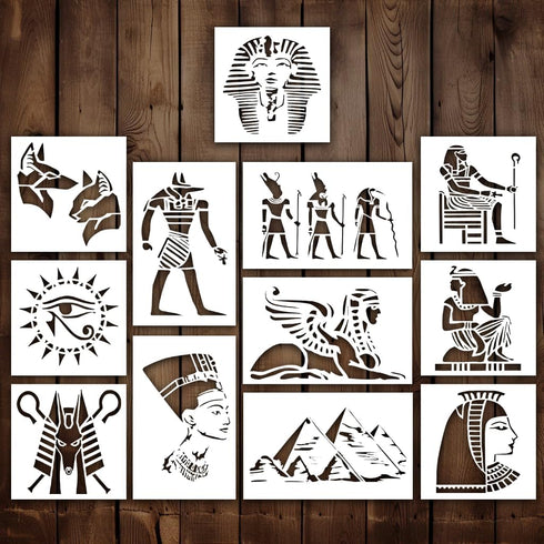 Egyptian Stencil | Eye of Horus Faraon Ancient God Anubis Ra Clepatra Piramind Sphinix Stencils for Painting on Wood, Glass, Wall, Rock, Fabric, W...