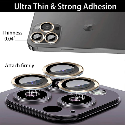 [2 Sets Compatible with iPhone 12 Pro, 12 Mini & iPhone 12 Camera Lens Protector, Tempered Glass Clear Camera Cover Screen Protector Metal Ring Ac...