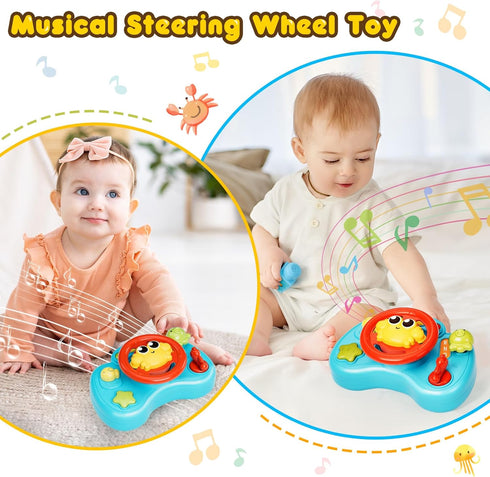 MOONTOY Steering Wheel Toys for Baby 6-12 Months, Simulated Driving Wheel, Interactive Baby Toys, Musical Pretend Driving Toy, Learning Toys for 6...