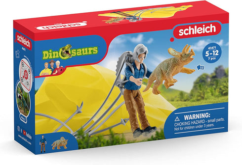 Schleich Dinosaurs, Dinosaur Toy for Boys and Girls, Parachute Rescue Playset with Baby Triceratops Toy, 7 Pieces, Ages 4+...