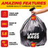 40-45 Gallon Heavy Duty Trash Bags, 1.5 Mil Black, 50 Count, Individually Folded, Industrial Strength, Made in USA...