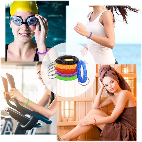 Yolev 6 Color Wrist Coil Keychain Plastic Coil Wristband Stretch Spring Spiral Coil Bracelets Key Chain Wrist Key Holder for Sauna Gym Pool ID Bad...