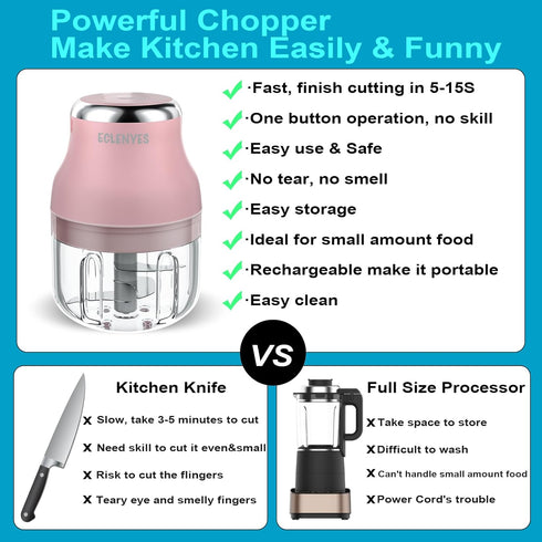 Electric Garlic Chopper, 250ML Mini Portable Veggie Chopper, Garlic Grinder Masher Onion Chopper, Blender to Vegetable, Wireless Food Processor fo...
