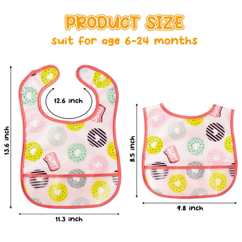 6Pcs Baby Feeding Bibs Waterproof Toddler Bib Set with Crumb Catcher Pocket Infant Adjustable Baby Teething Bib Babies Sleeveless Colorful Fruits ...