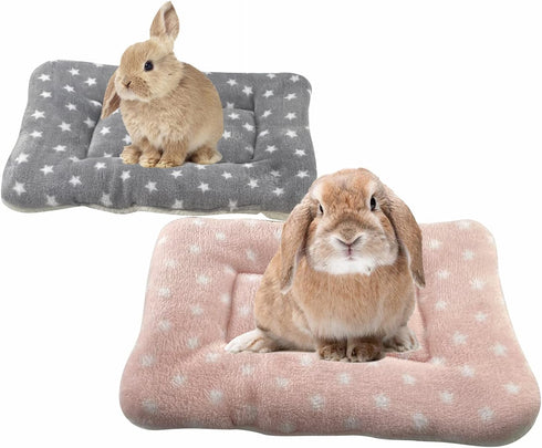 MANSHU Small Animal Plush Bed, Bunny Bed, for Bunny, Squirrel, Hedgehog, Pink and Gray 2Pcs....