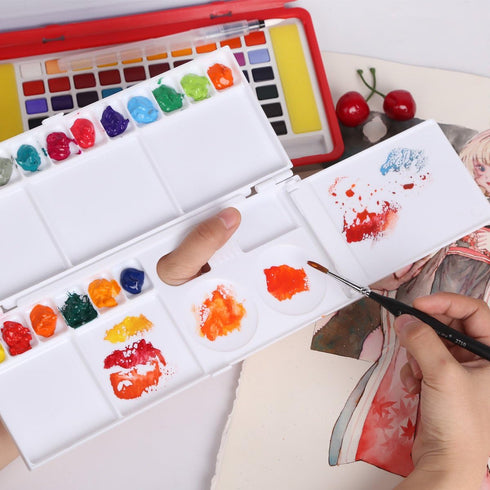 Transon Aritst Paint Palette Box 26 Wells for Watercolor, Gouache, Acrylic and Oil Paint with 1 Paint Brush...