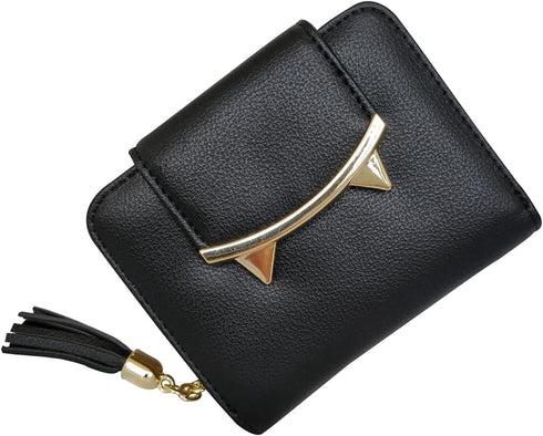Small Wallet for Women Gothic Wallet Cat Coin Purse with Card Holder Card Case Money Clip Gifts for Cat Lovers Black...