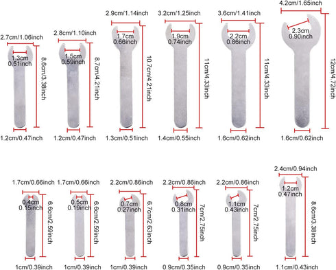 12PCS Single Open Ended Wrench Set Silver Flat Spanner Combination 1.5mm Ultra Thin Repair Tool for Limited Space Conditions...