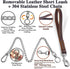 Dog Chain Short Leash with Leather Handle, 304 Stainless Steel Dog Short Lead Metal Heavy Duty Chain DIY Double Dog Leashes,Extend&Coupler. (Leath...