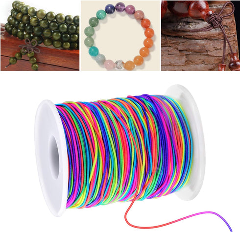 Elastic String Cord, Zealor 2 Roll 1 mm Elastic Thread Beading String Cord for Jewelry Making Bracelets Beading 100 Yards Each Roll (Rainbow)...