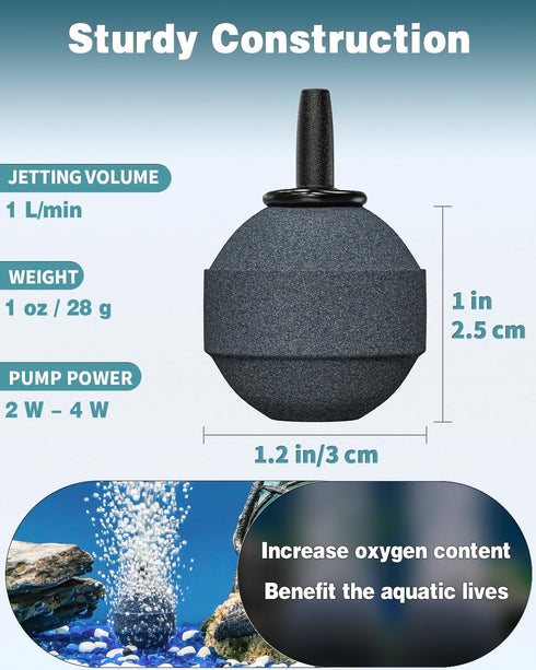 Pawfly Aquarium 1.2 Inch Air Stone Ball Bubble Diffuser Release Tool for Air Pumps Fish Tanks Small Buckets and Koi Ponds, 6 Pack...