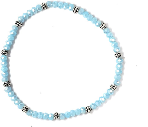 Stretch Bead Ankle Bracelet Anklet - Creamy Aqua (A96)...