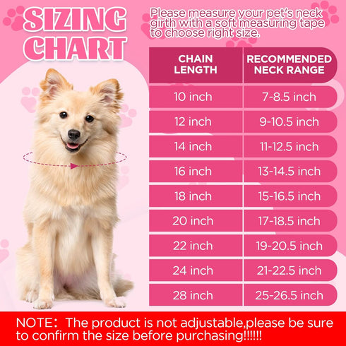 14inch Glitter Dog Chain Collar Pink Silver Diamond Dog Collars Cuban Dog Chains Necklace Puppy Pet Metal Link Chain with Buckle Christmas Pet Jew...