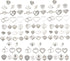 Zhiheng Assorted 93pcs Heart Shaped Alloy Pendants Love Wine Glass Charms Bracelet Necklace Beads Wine Glass Charms for Jewellery Making Birthday ...