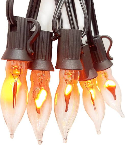 10Ft Halloween Flicker Flame String Lights, C18 Outdoor Halloween Decorations String Lights with 10 Flickering Flame Bulbs for Indoor Outdoor Gard...
