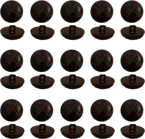 50PCS Brown Football Pattern Imitation Leather Style Plastic Shank Buttons Craft Plastic Buttons Round Black Plastic Imitation Leather Buttons Set...